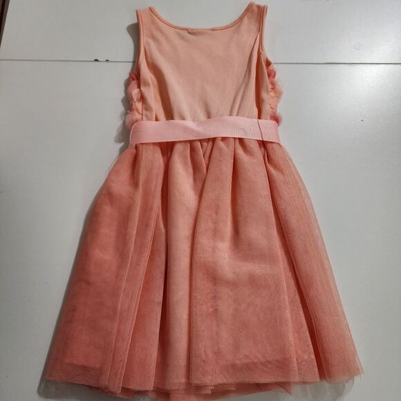 Girls Peach Roses Floral Formal Elegant Dress, Cardigan, & Headband Set Size 5/6 - Picture 12 of 16